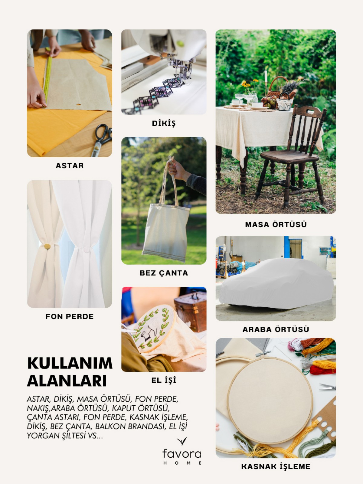 %100 Pamuk 46 Tel Amerikan Bezi Ham Bez Punch Kumaş - Krem 5000x220 cm