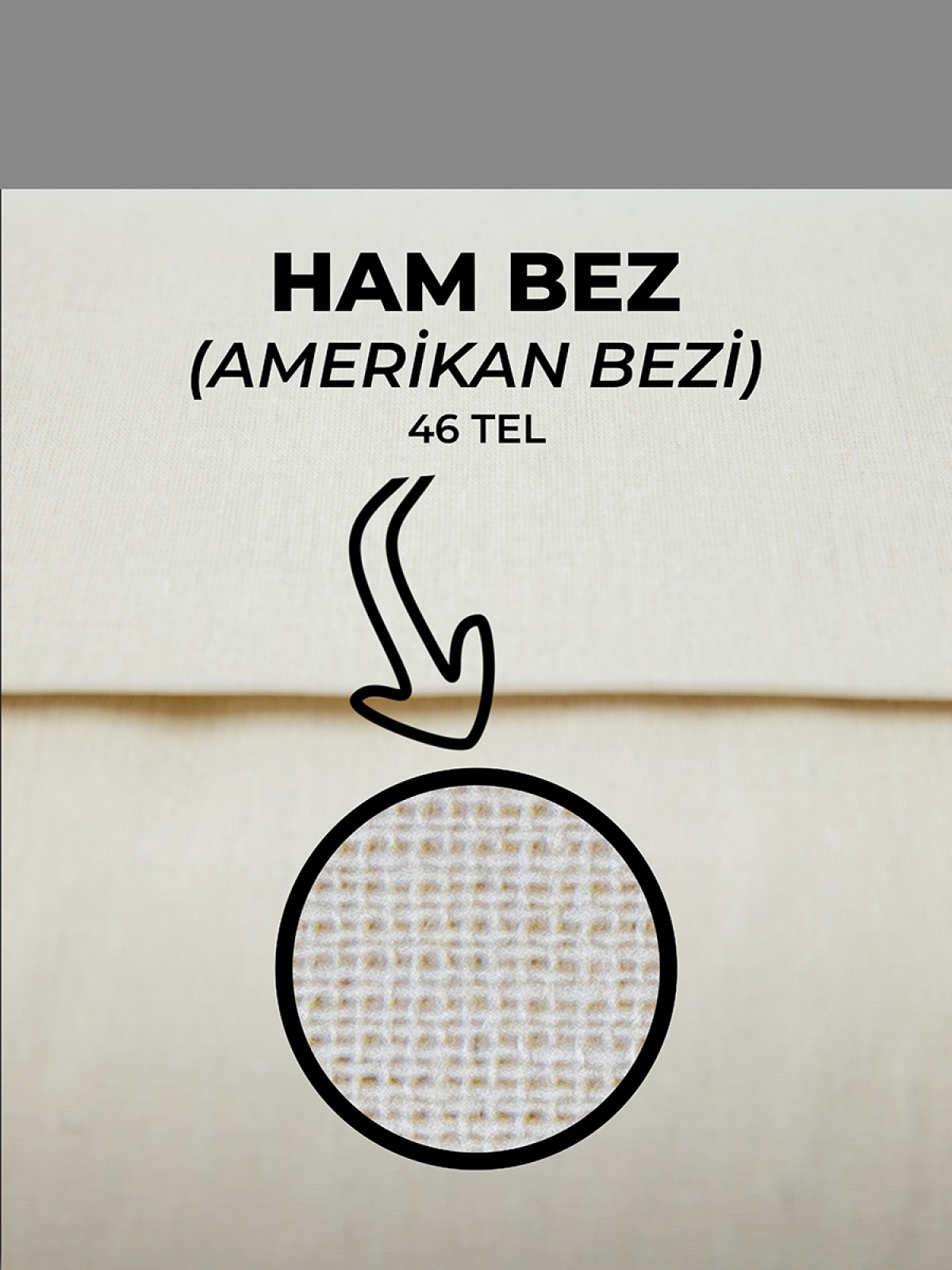 %100 Pamuk 46 Tel Amerikan Bezi Ham Bez Punch Kumaş - Krem 500x220 cm