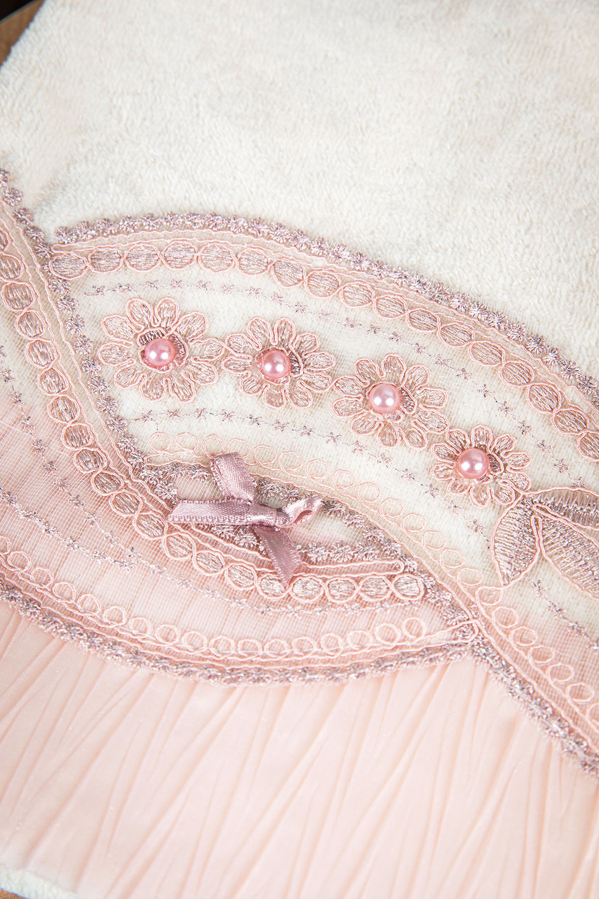 %100 Pamuk Fiyonk Güpürlü Çeyizlik Havlu 50x90 - Pudra %100 Pamuk Fiyonk Güpürlü Çeyizlik Havlu 50x90 - Pudra