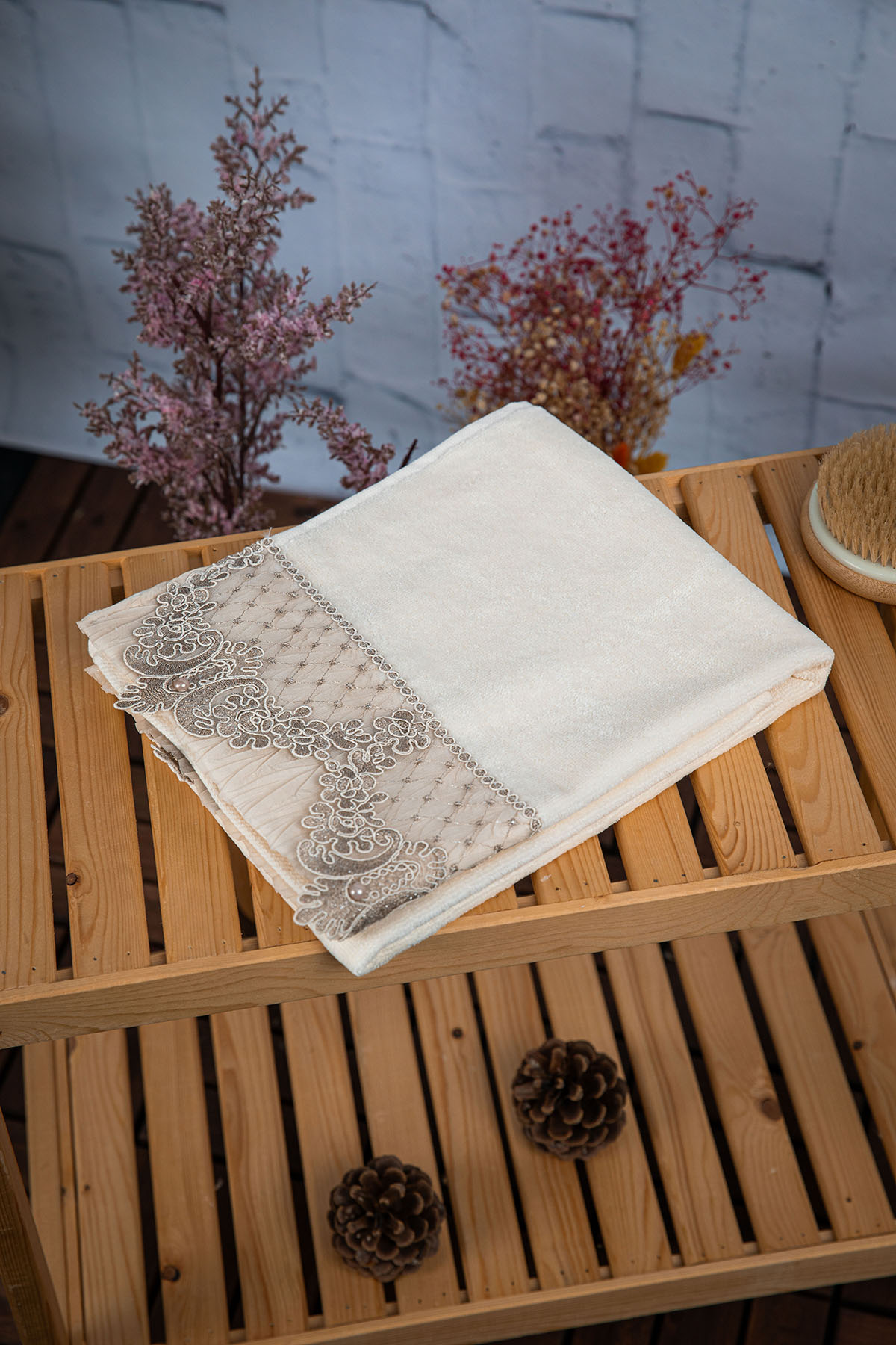 %100 Pamuk İnci Güpürlü Çeyizlik Havlu 50x90 - Vizon %100 Pamuk İnci Güpürlü Çeyizlik Havlu 50x90 - Vizon