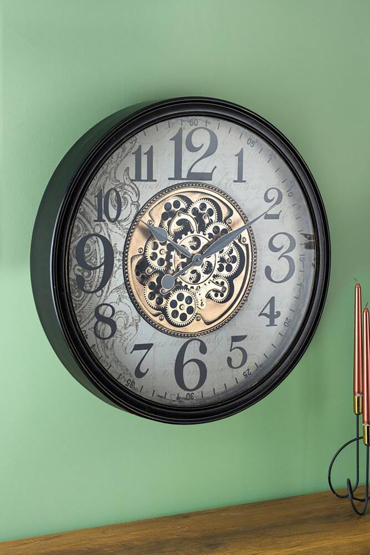 Acar Dekoratif Çarklı Duvar Saati - 65 cm Siyah JOY-07440