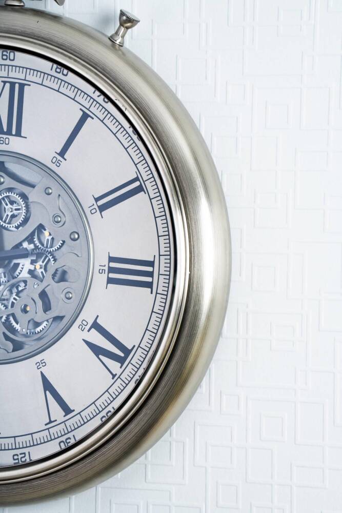 Acar Gümüş Detaylı Dekoratif Çarklı Duvar Saati - 52 cm Gümüş JOY-07431