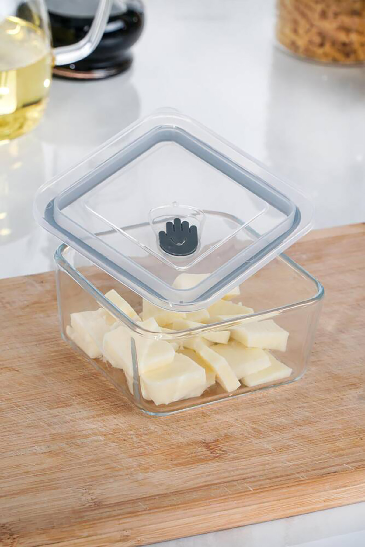 Acar Olivya Kare Vakumlu Cam Saklama Kabı - 0,45 Lt YSH-012135