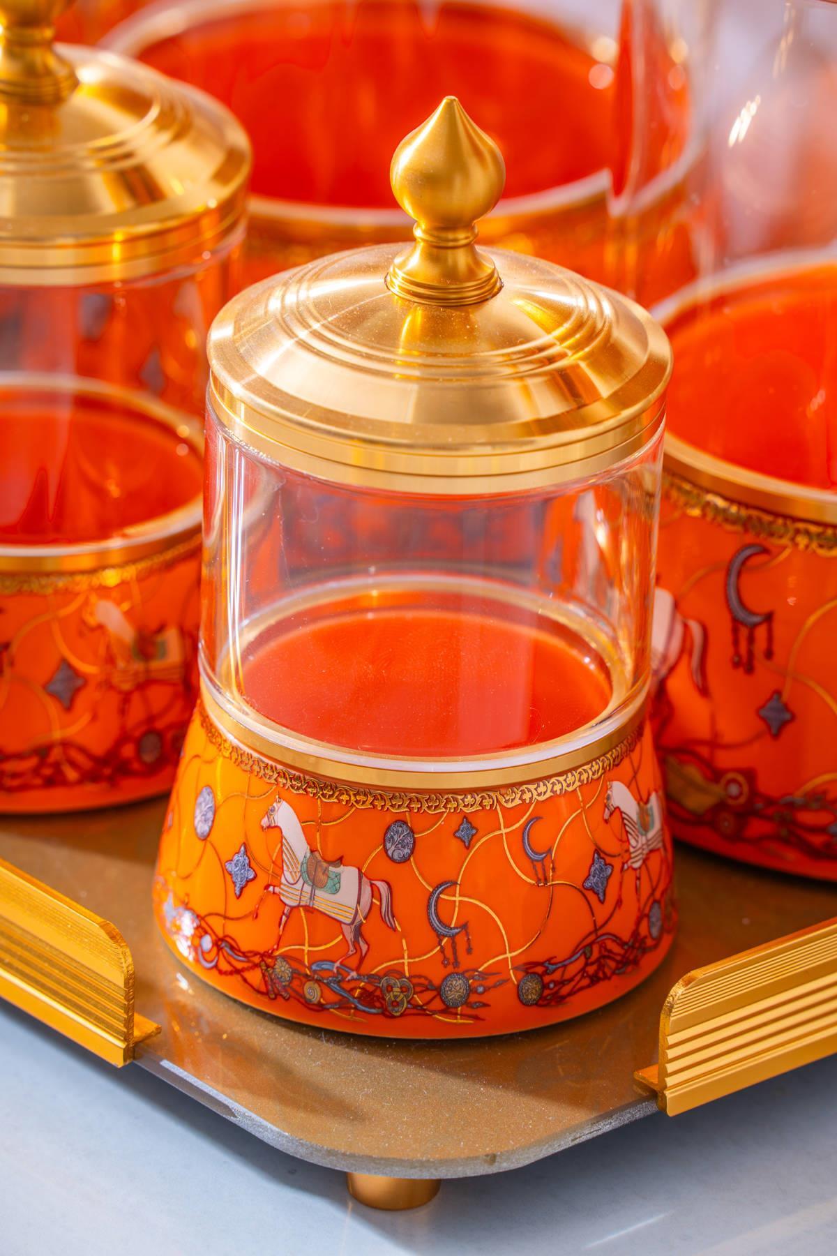 Acar Passifolia 8 Parça Tepsili Cam Baharat Kavanoz Seti KOH-07315