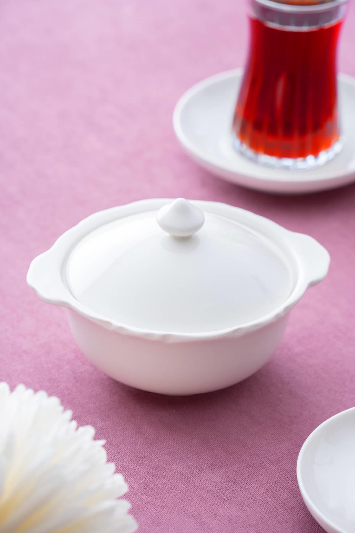 Acar Pure Carmen Kapaklı Kase Oval - Beyaz