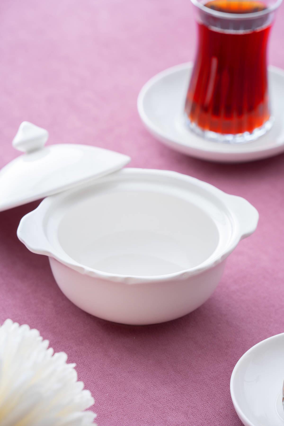 Acar Pure Carmen Kapaklı Kase Oval - Beyaz