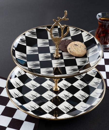 Acar Qualita King Dama Dekor Emaye Katlı Kurabiyelik XAP-22-0250