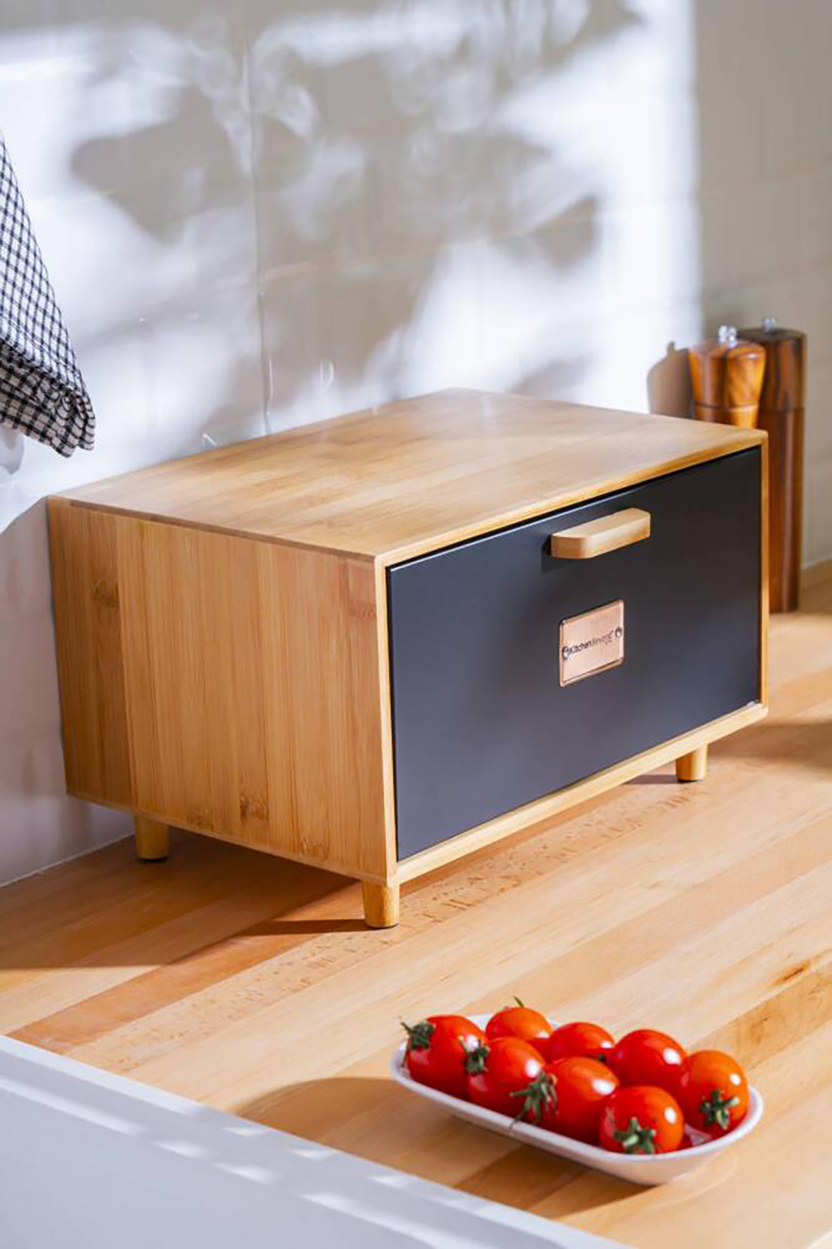 Acar Sirius Bambu Kare Ekmek Saklama Kutusu - 35 cm WEL-07472