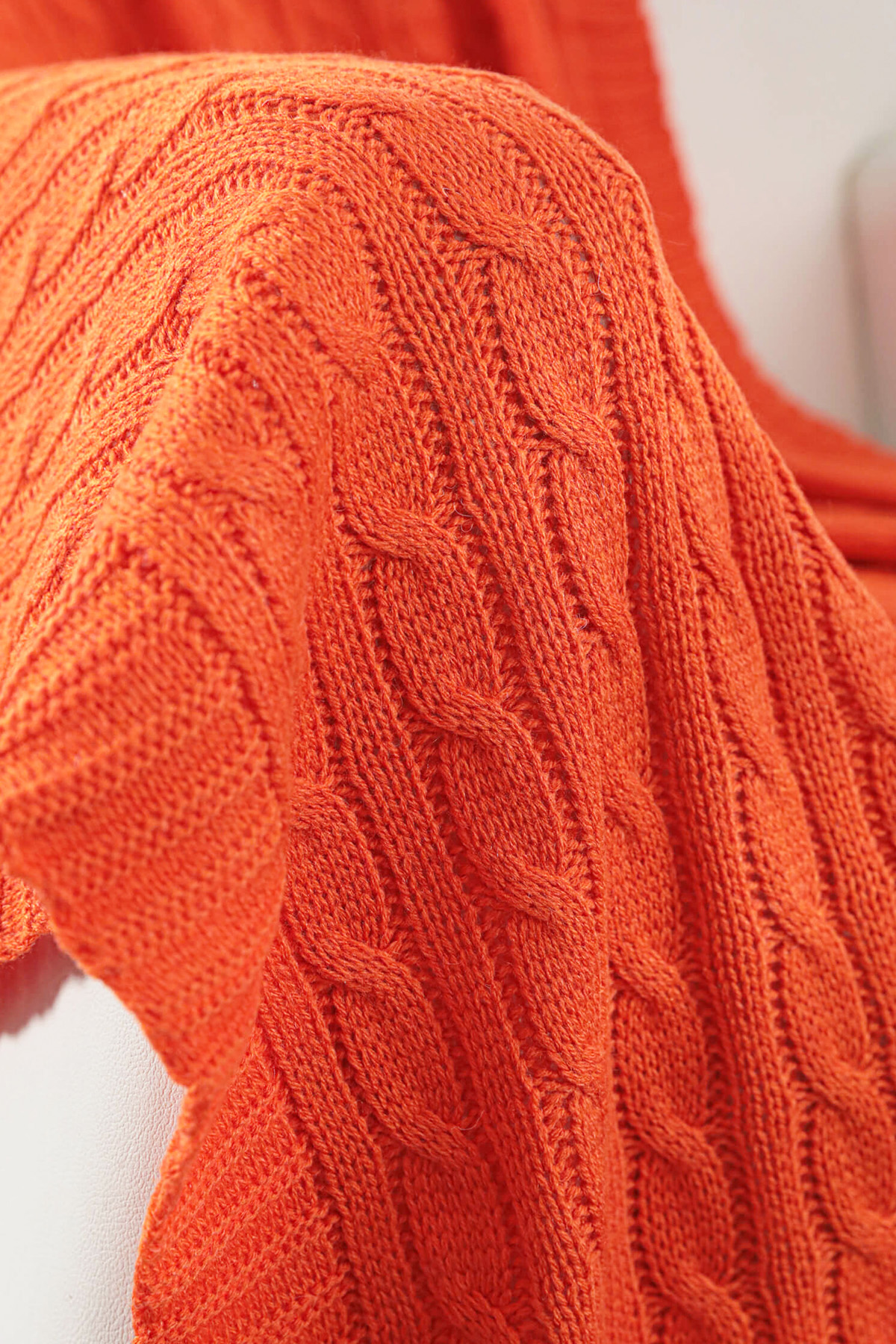 Biocotton Triko Ponponlu Tv Battaniyesi - Turuncu