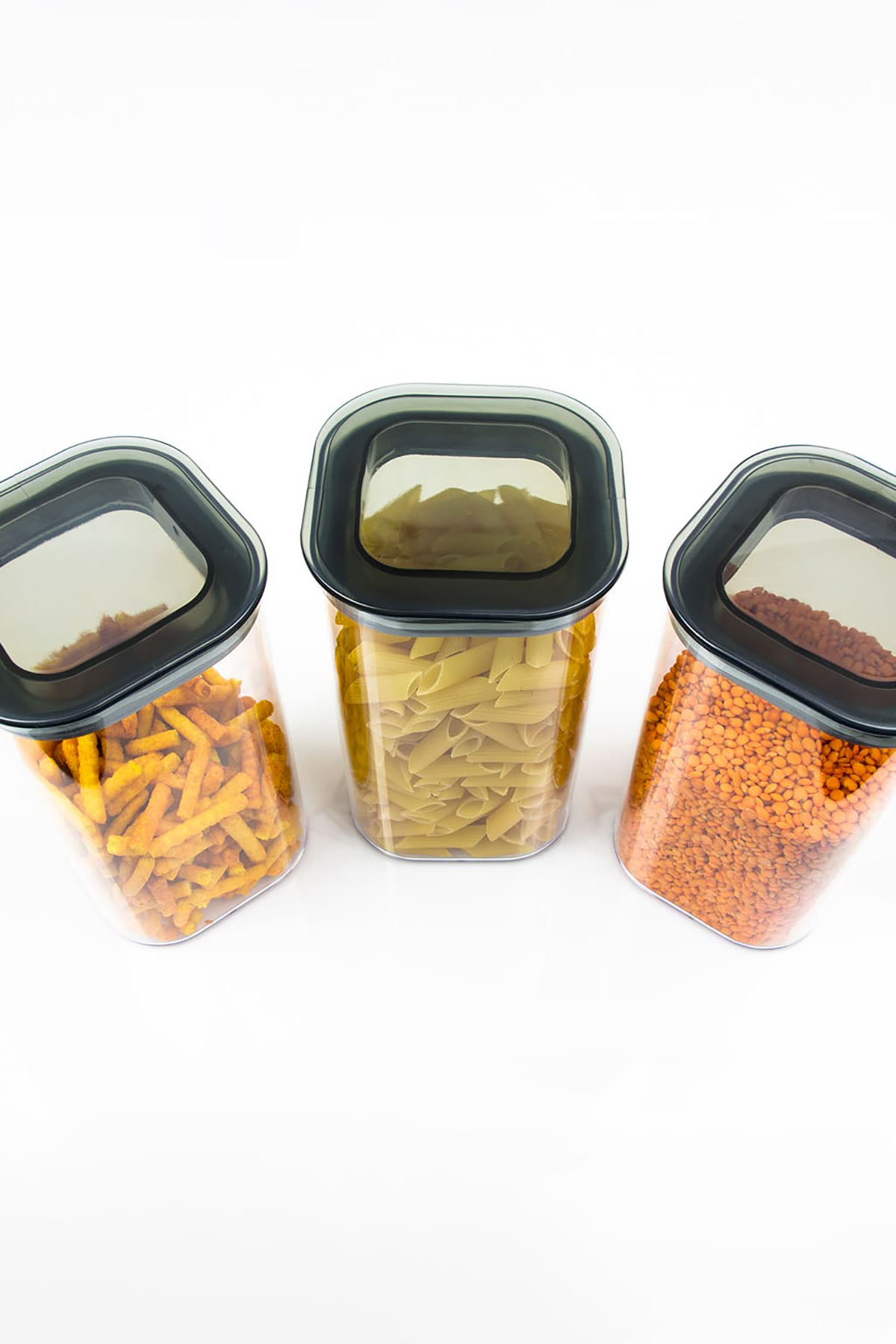 DecoBella 3'lü 1.1 L Kare Erzak Kabı Seti 50875 - Şeffaf