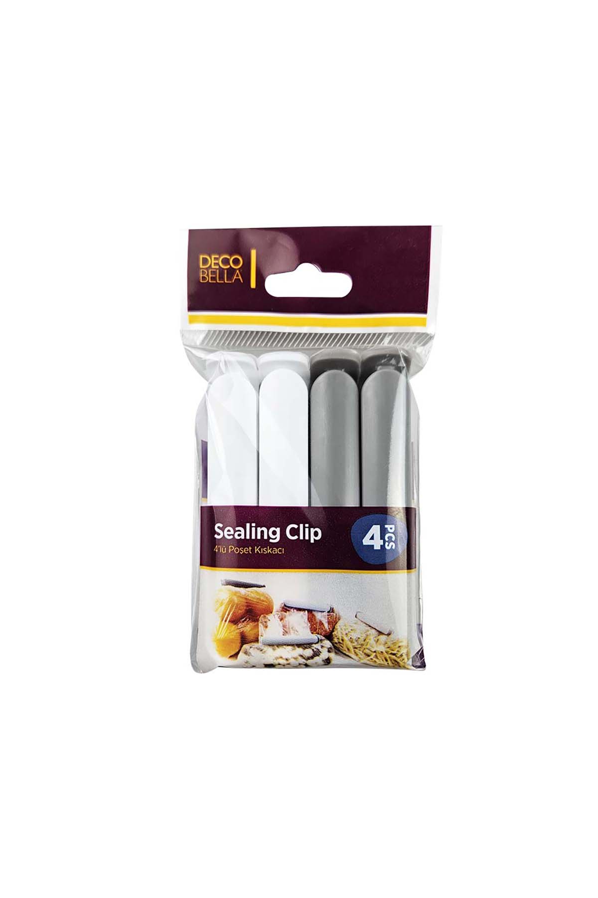DecoBella 4'lü Poşet Kıskacı 50635 - Renkli DecoBella 4'lü Poşet Kıskacı 50635 - Renkli