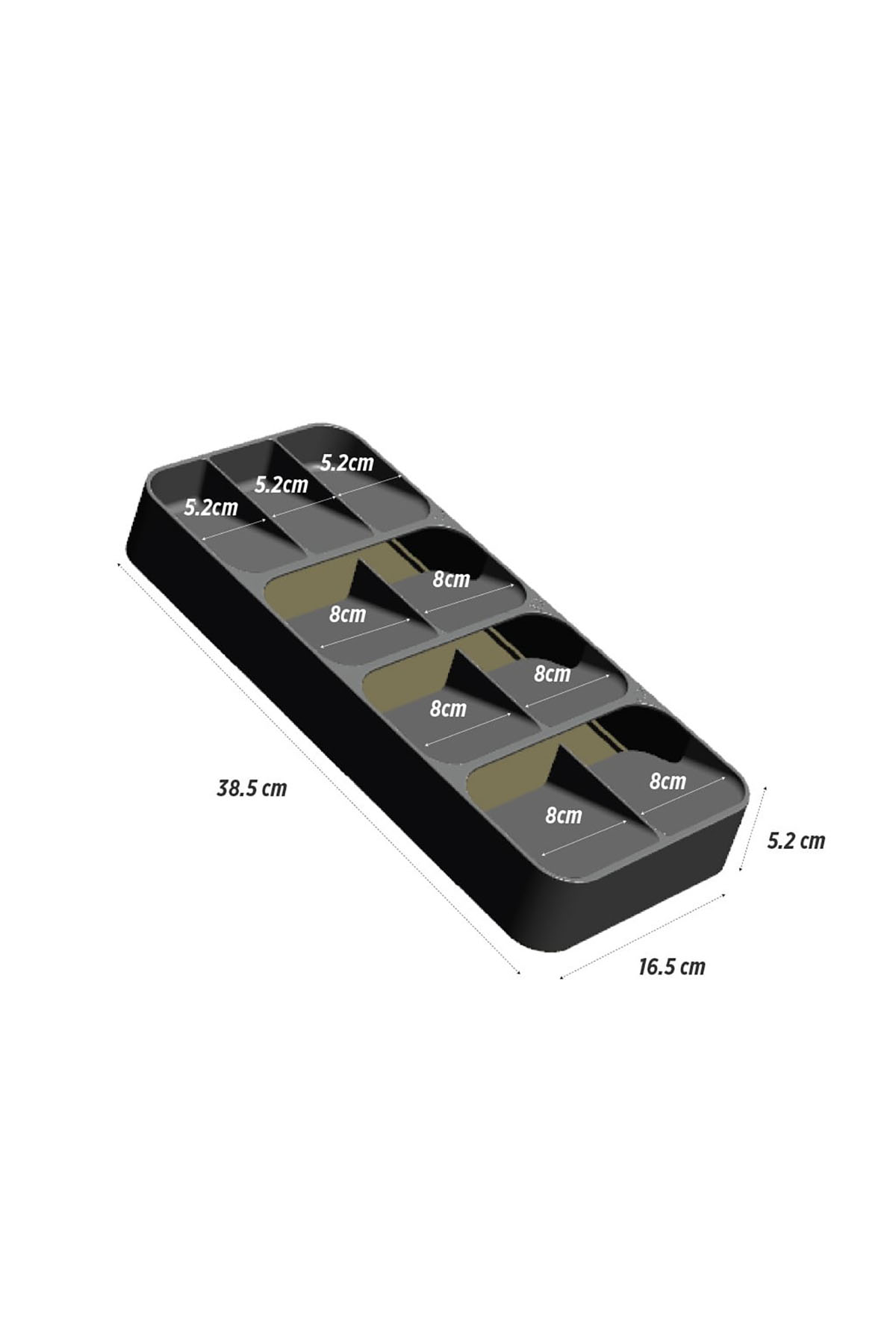 DecoBella 9 Bölmeli Çekmece Kaşıklık 50804 - Gri