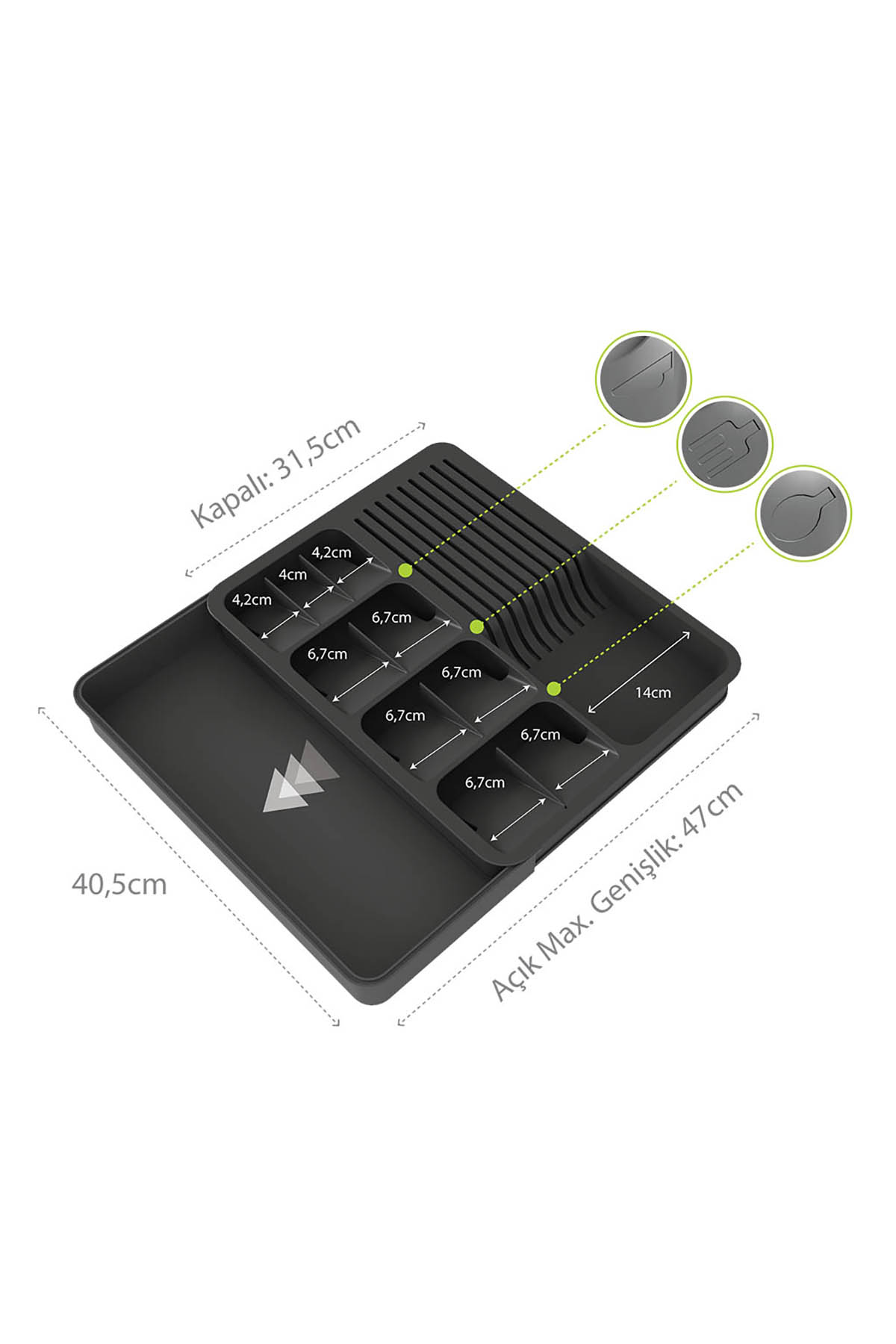 DecoBella Ayarlanabilir Kaşıklık & Bıçaklık Seti 50861 - Antrasit DecoBella Ayarlanabilir Kaşıklık & Bıçaklık Seti 50861 - Antrasit