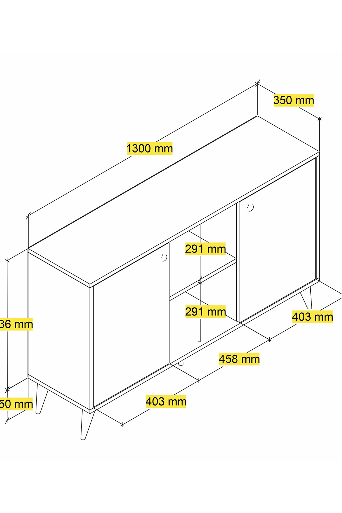 Favora Black Winds 2 Kapaklı Konsul - Siyah - Atlantik Çam 130 cm