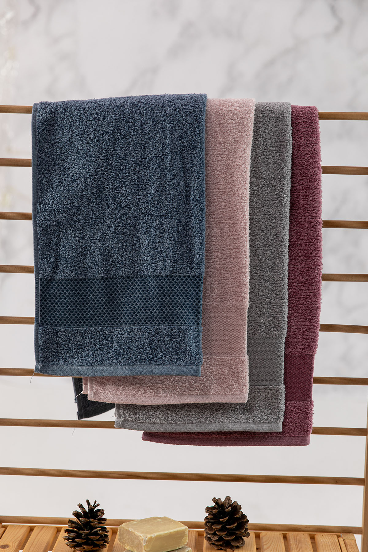 Favora Lena Darla 4lü Havlu Set 50x85 Cm - Lacivert