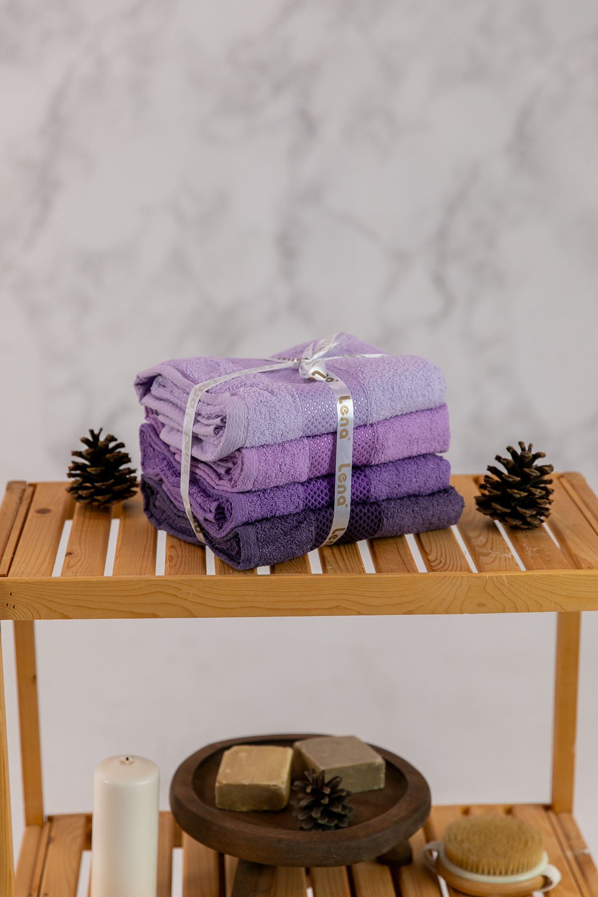 Favora Lena Darla 4lü Havlu Set 50x85 Cm - Mor