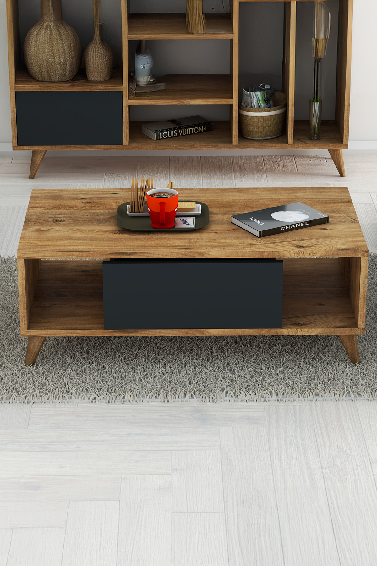 Favora Linea Orta Sehpa - Atlantik Çam - Antrasit