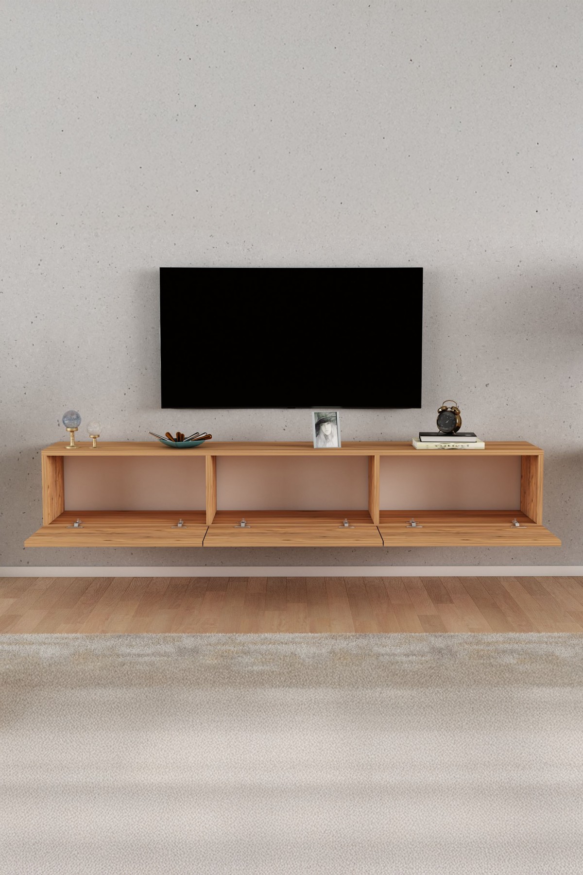 Favora Milen Duvara Askı 3 Kapaklı TV Ünitesi - Atlantik Çam