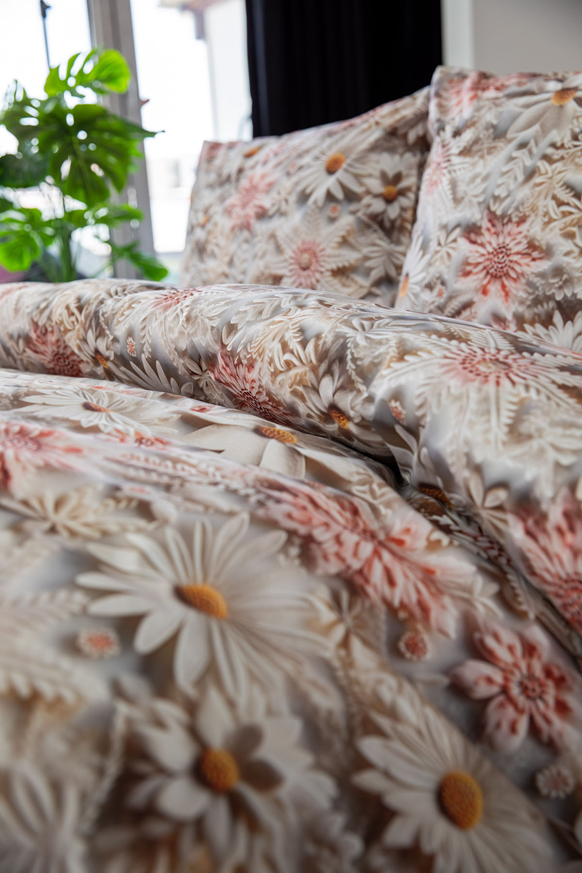 Favora Picco %100 Pamuk 3D Dijital Baskı Çift Kişilik Nevresim Takımı - Pudra