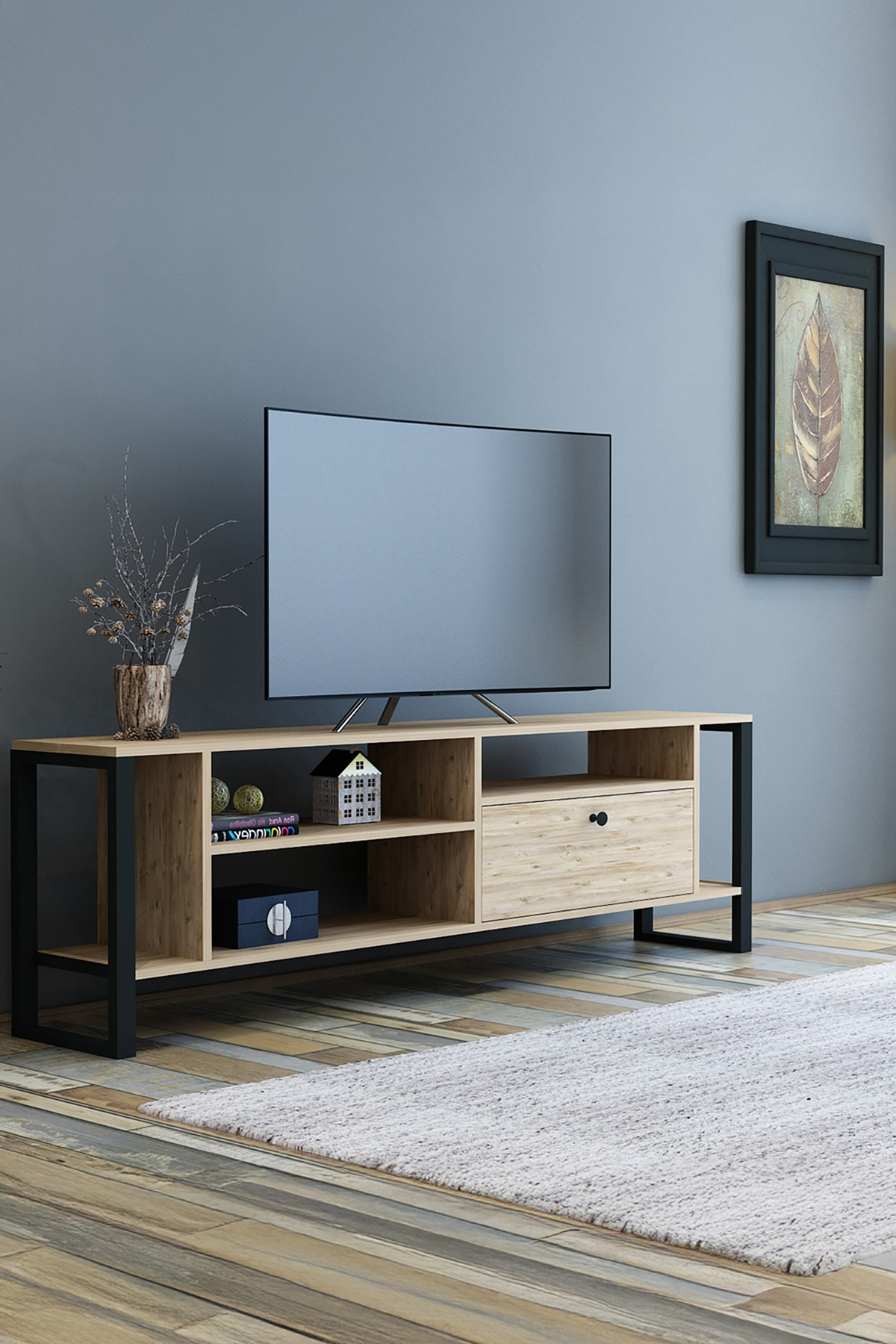 Favora Satürn Metal Ayaklı TV Ünitesi - Atlantik Çam