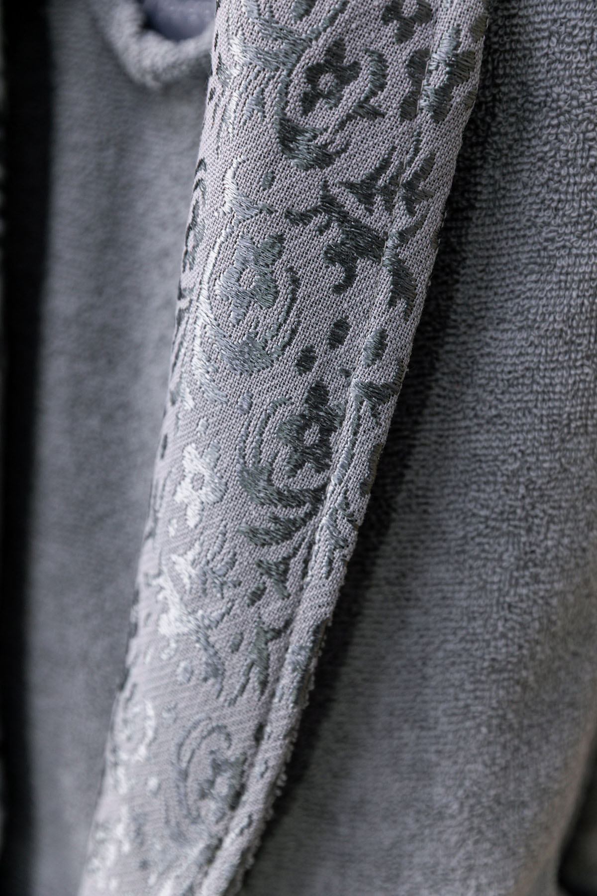 Favora Velora Deluxe %100 Pamuk Bornoz Seti - Krem - Gri