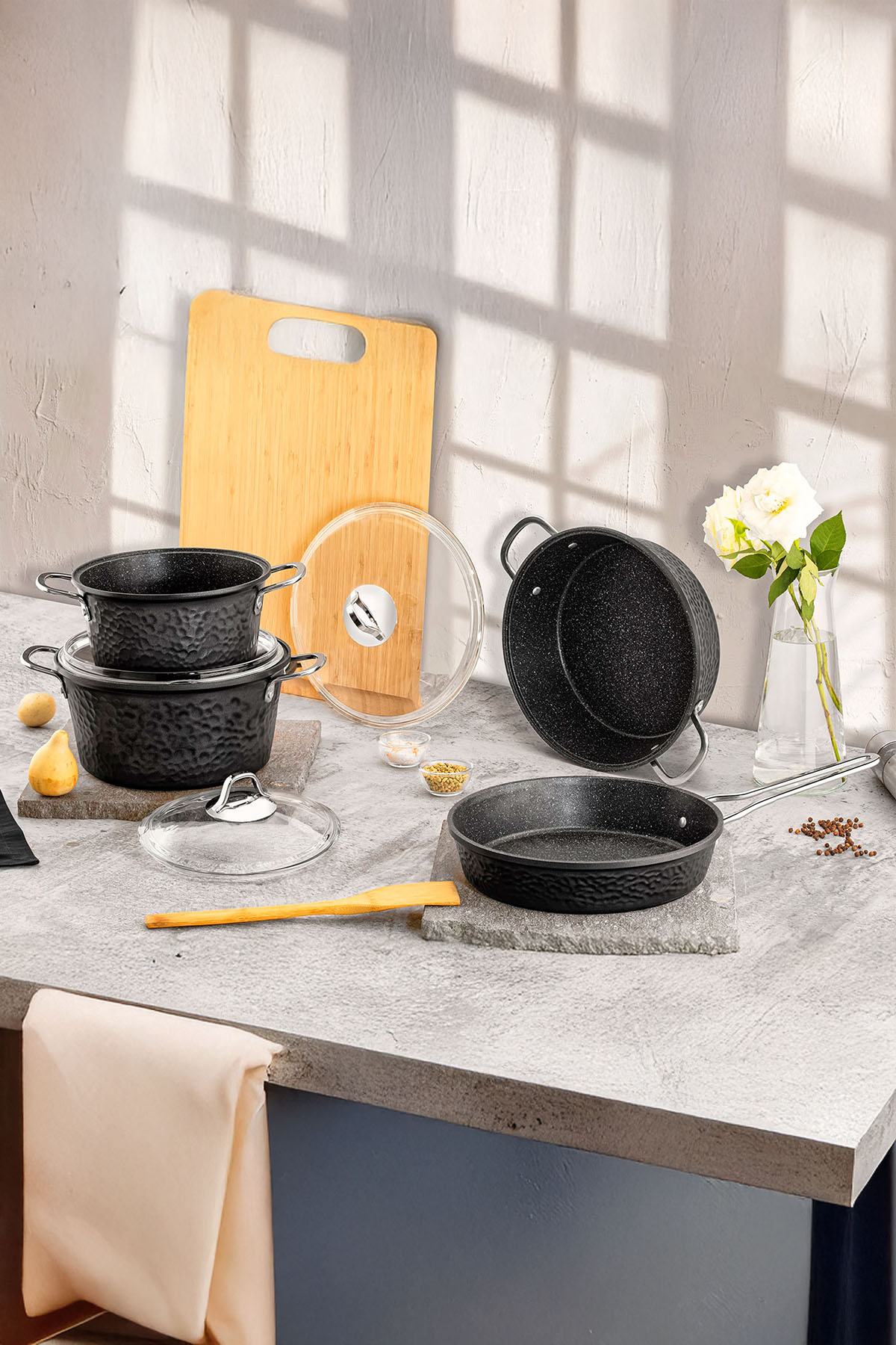 Gülsan Omofo 7 Parça Döküm Tencere Seti