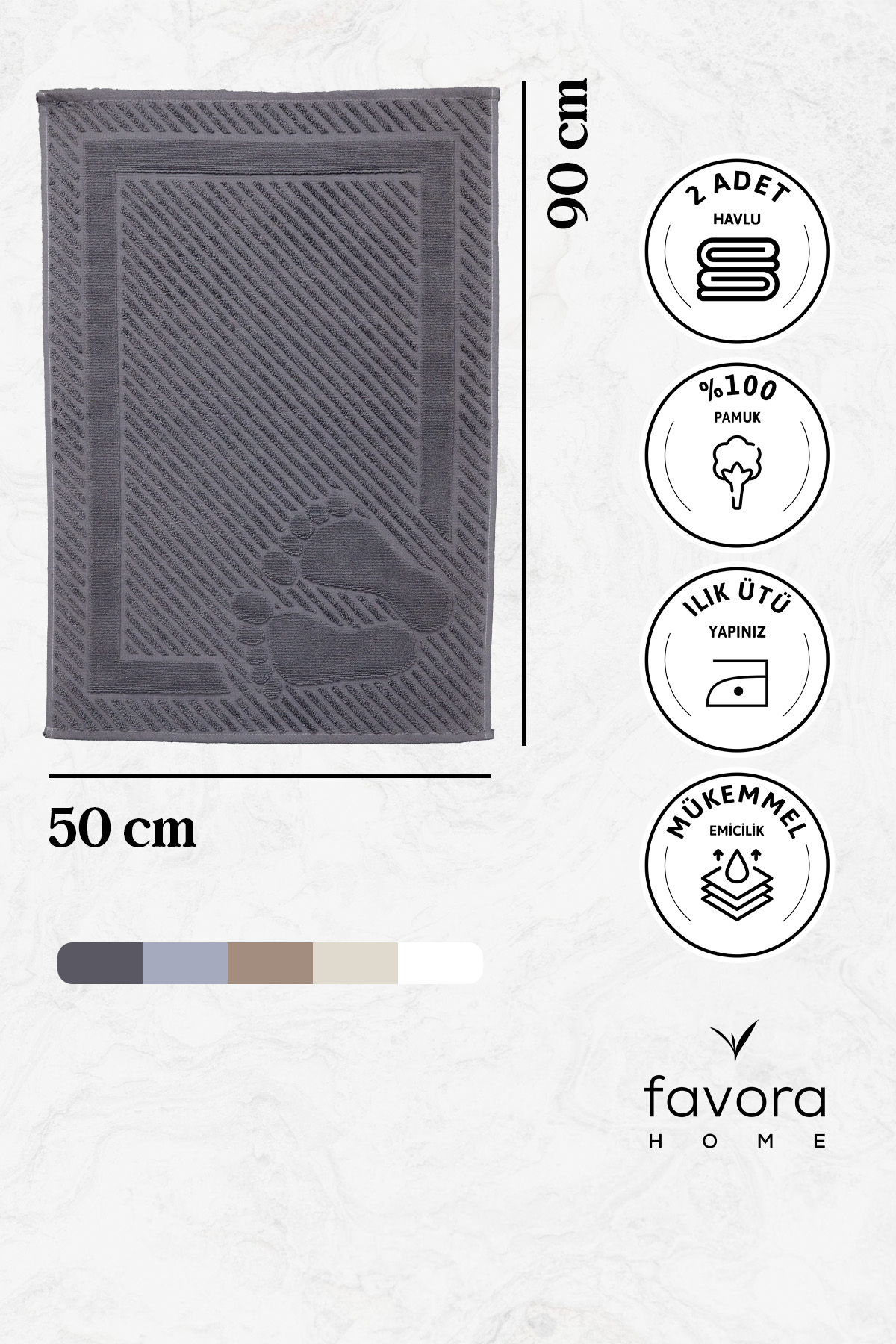 Leoline %100 Pamuk Premium Ayak Havlusu  - Antrasit