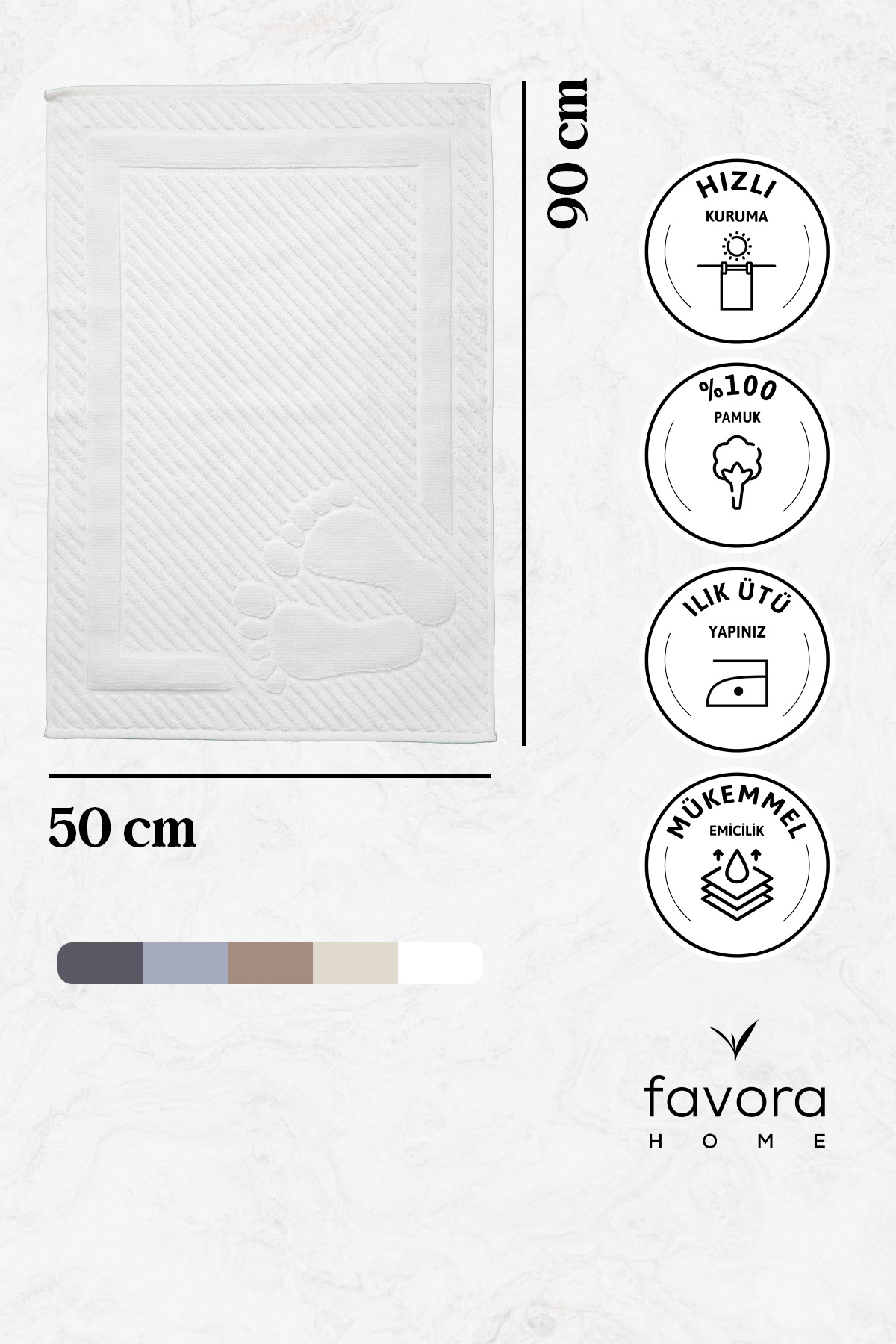 Leoline %100 Pamuk Premium Ayak Havlusu  - Beyaz