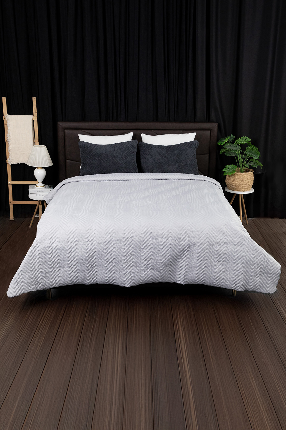 Liena Wellsoft Çift Taraflı 4 Mevsim Çift Kişilik Yatak Örtüsü - Antrasit