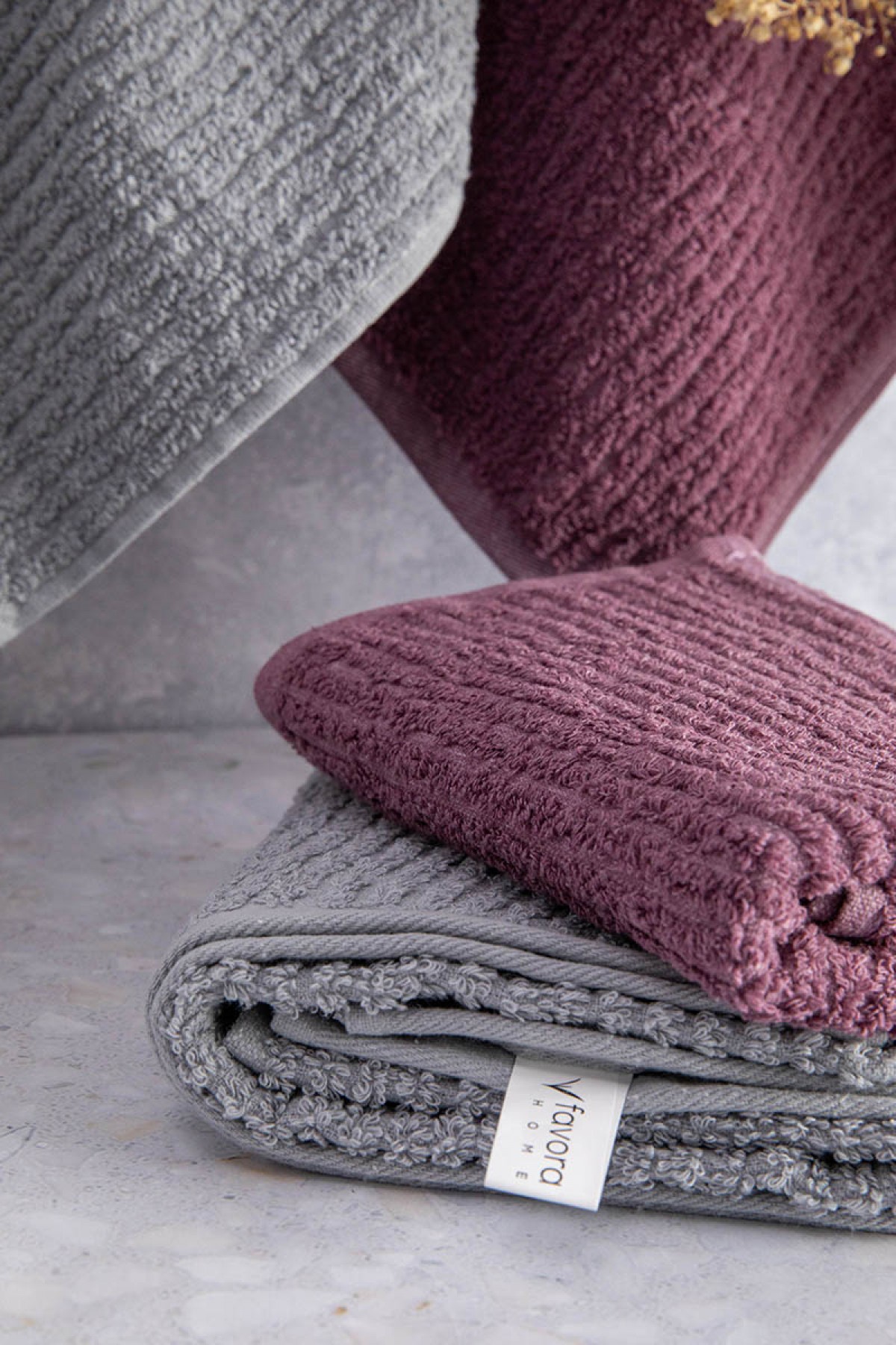 Line %100 Pamuk Luxury 6 Parça Havlu Hamam Seti - Gri Mürdüm Line %100 Pamuk Luxury 6 Parça Havlu Hamam Seti - Gri Mürdüm