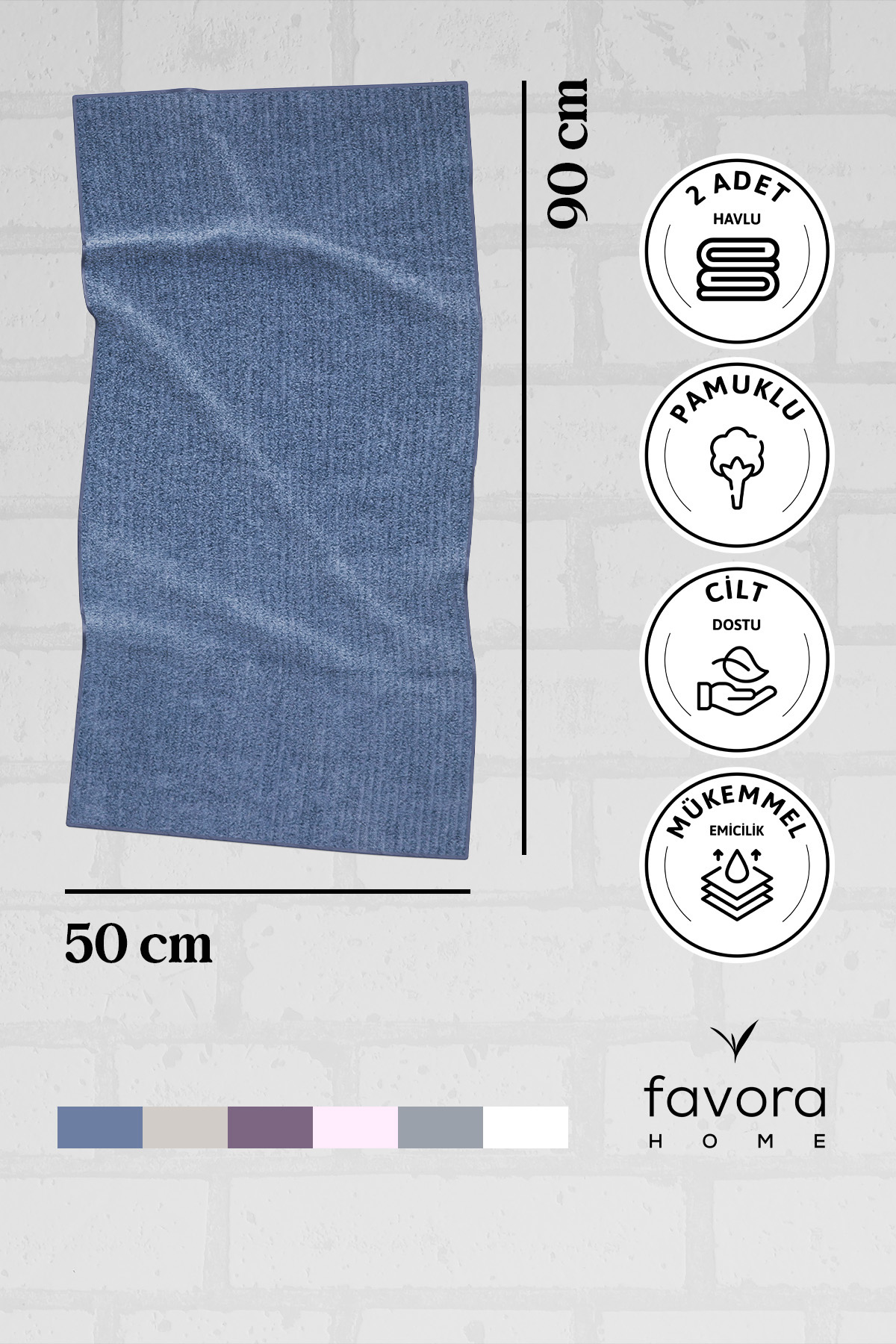 Line Luxury 2li El Yüz Havlusu 50x90 - İndigo Line Luxury 2li El Yüz Havlusu 50x90 - İndigo