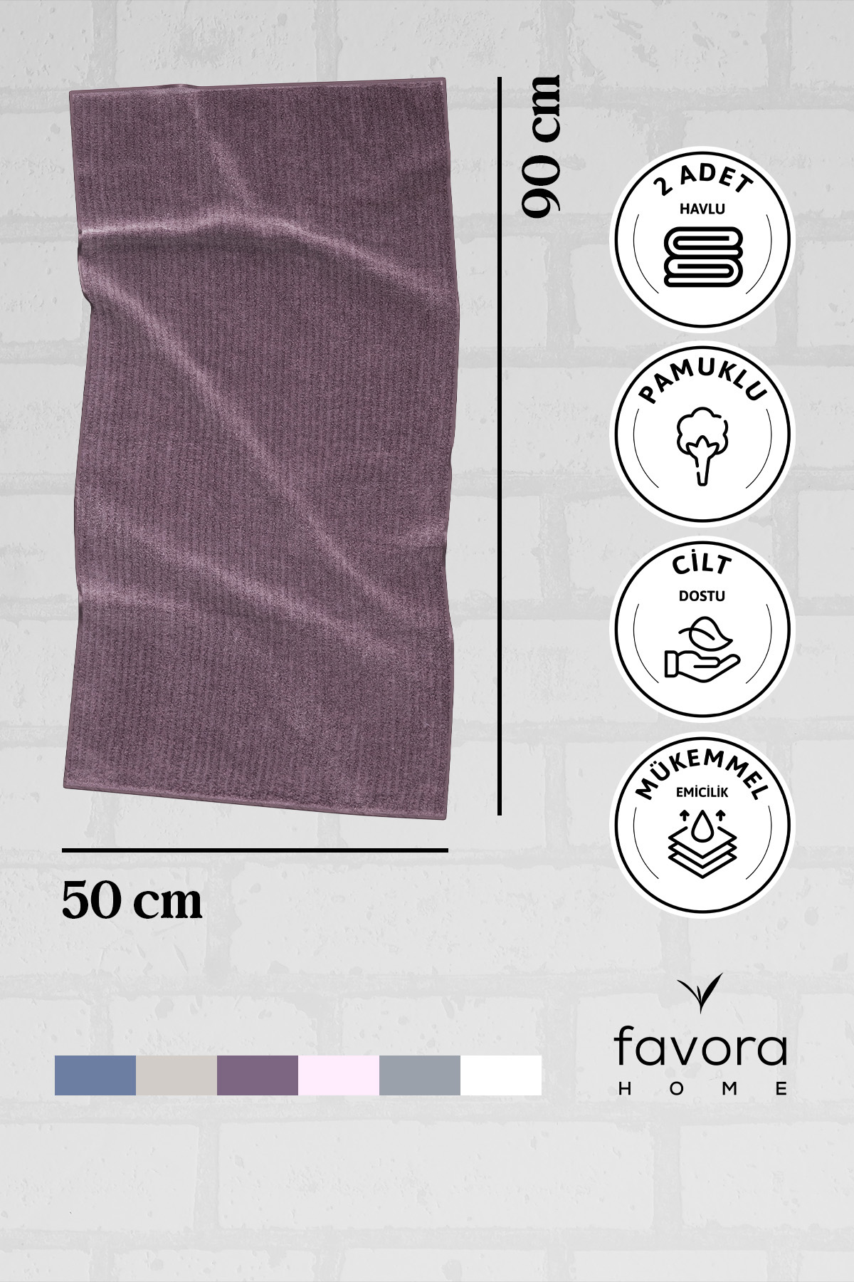 Line Luxury 2li El Yüz Havlusu 50x90 - Mürdüm Line Luxury 2li El Yüz Havlusu 50x90 - Mürdüm