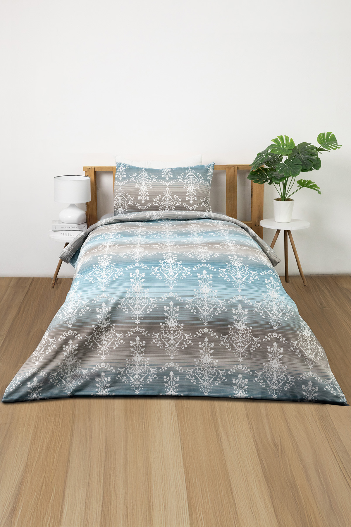 Nova Lastikli Çarşaflı Tek Kişilik Nevresim Takımı - Petrol