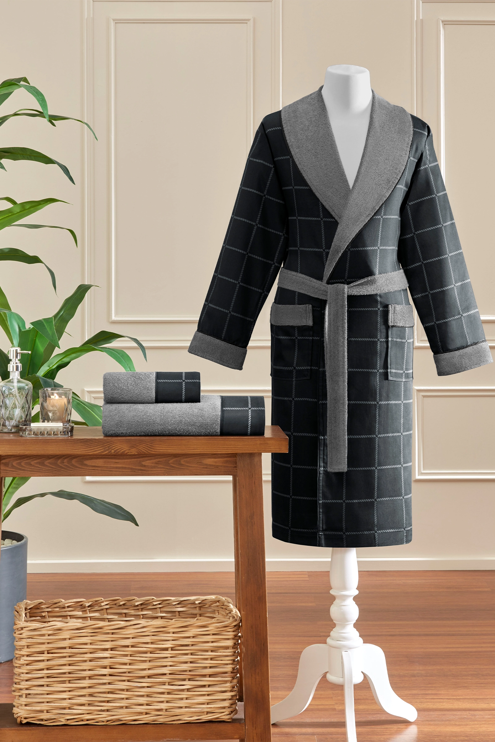 Özdilek Nera Maskülen Şal Yaka Bornoz L - Gri