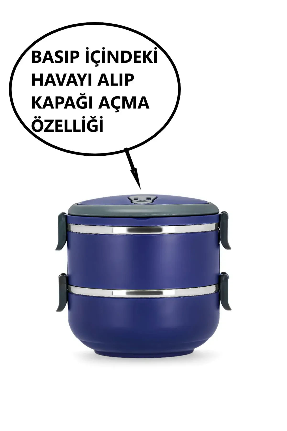 Penguen 2 Katlı Yemek Sefer Tası - Mor