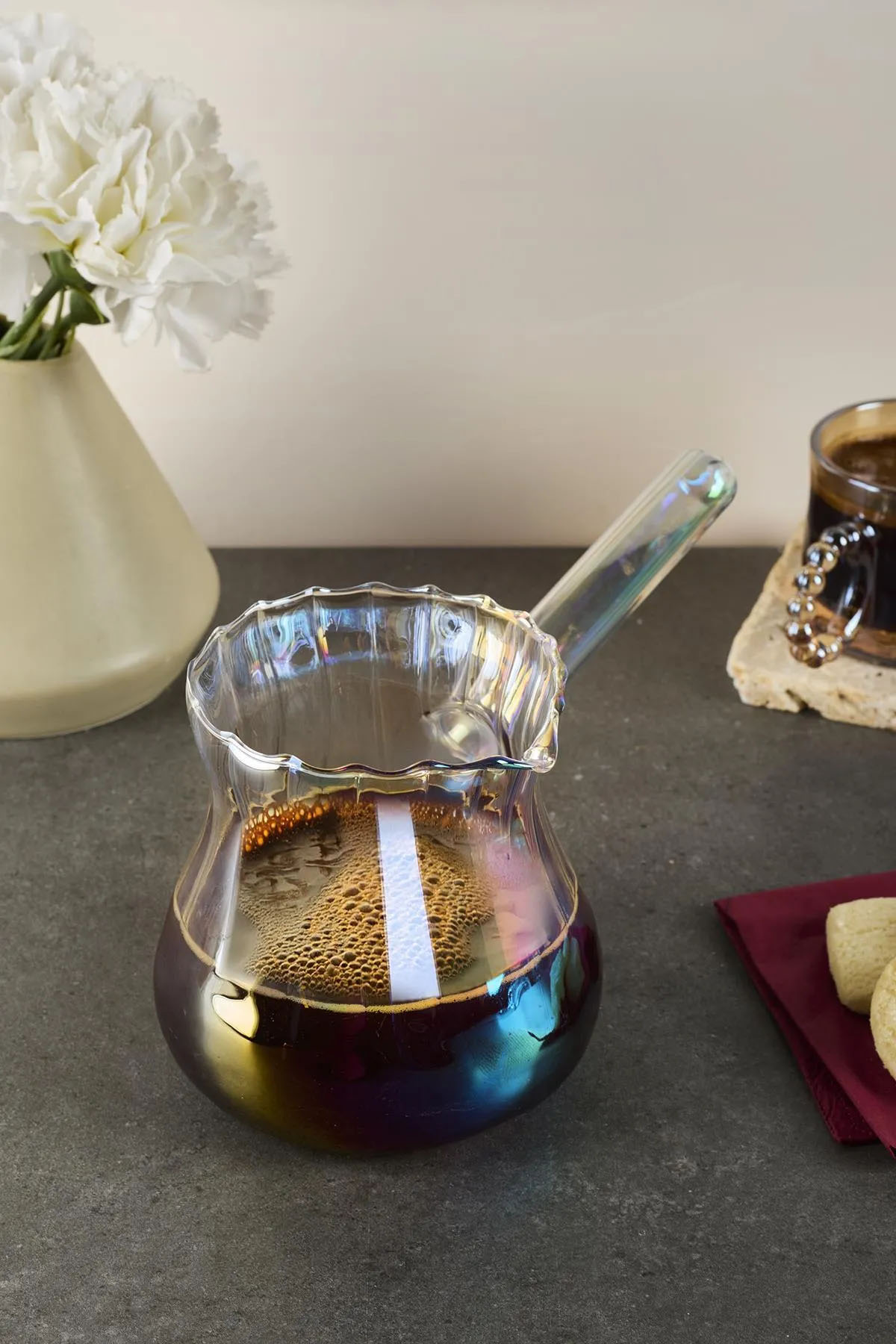 Perotti 16453 Felicita Zarif Düz Luster Borosilikat Cam Cezve