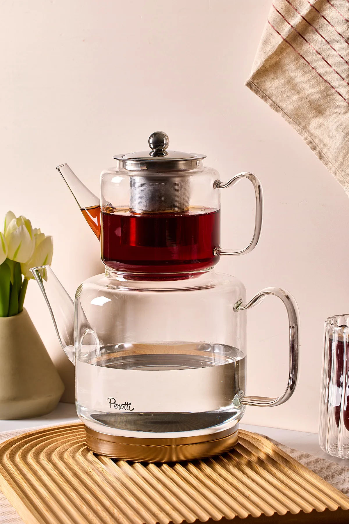 Perotti 16495 Elio Borosilikat Cam Çaydanlık