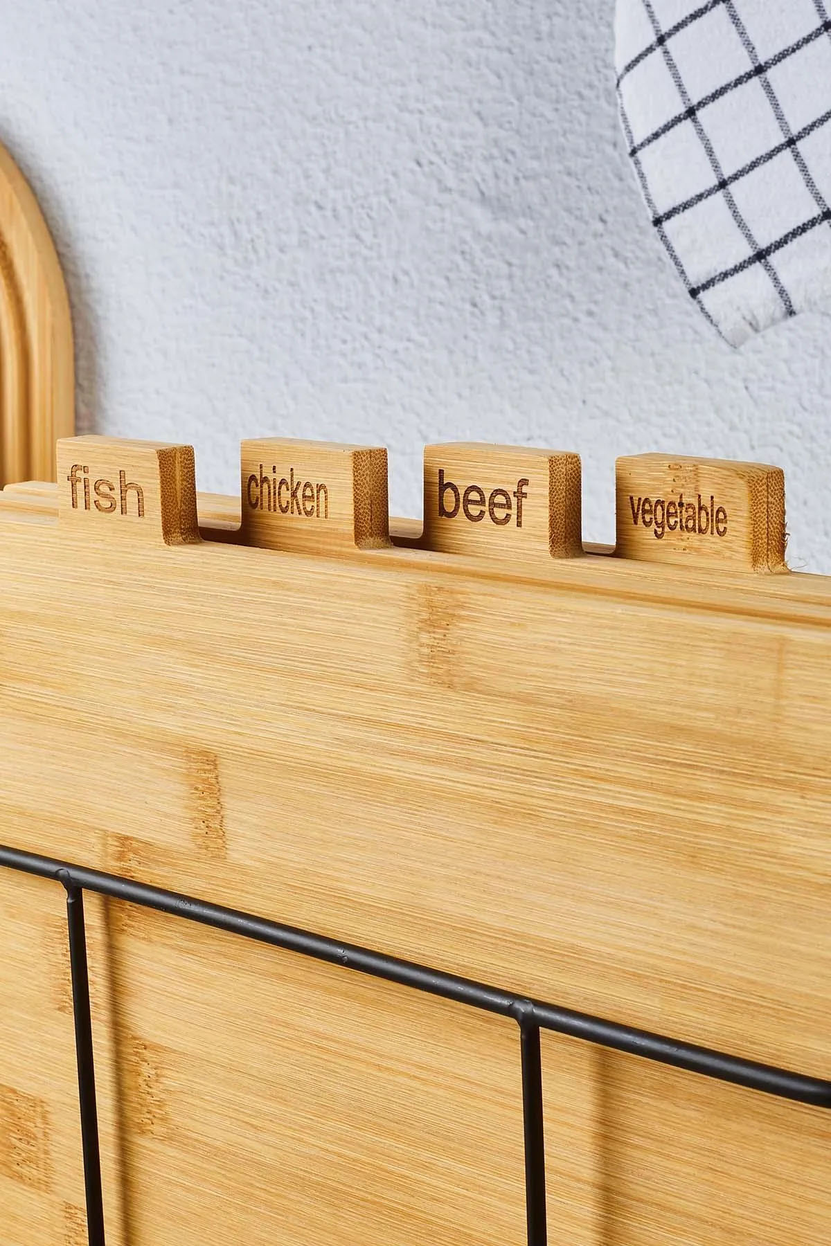 Perotti 16667 Rino 4'lü Metal Standlı Bambu Kesme Tahtası Seti 