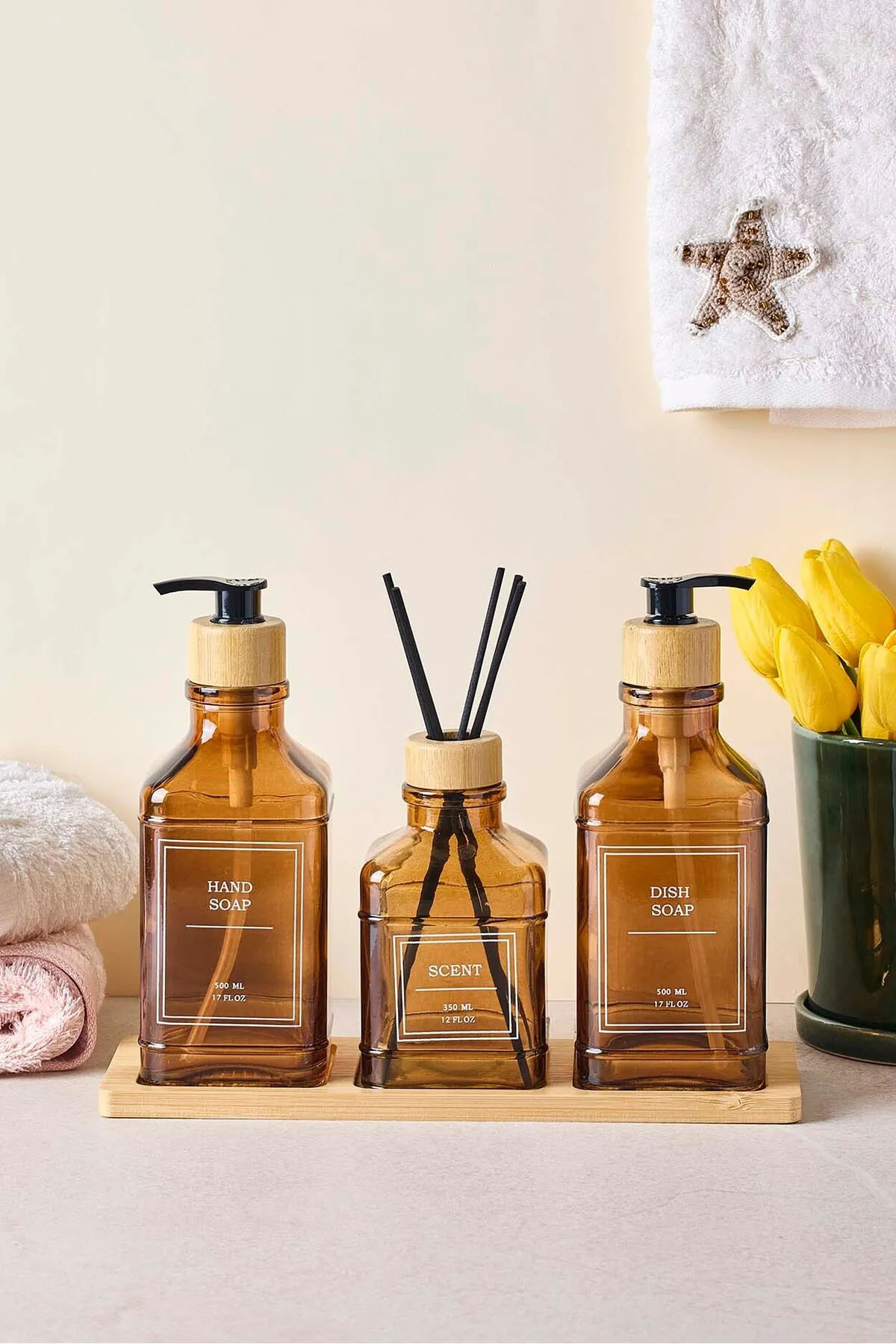 Perotti 18044 Rogan 3'lü Sıvı Sabunluk Seti - Amber 