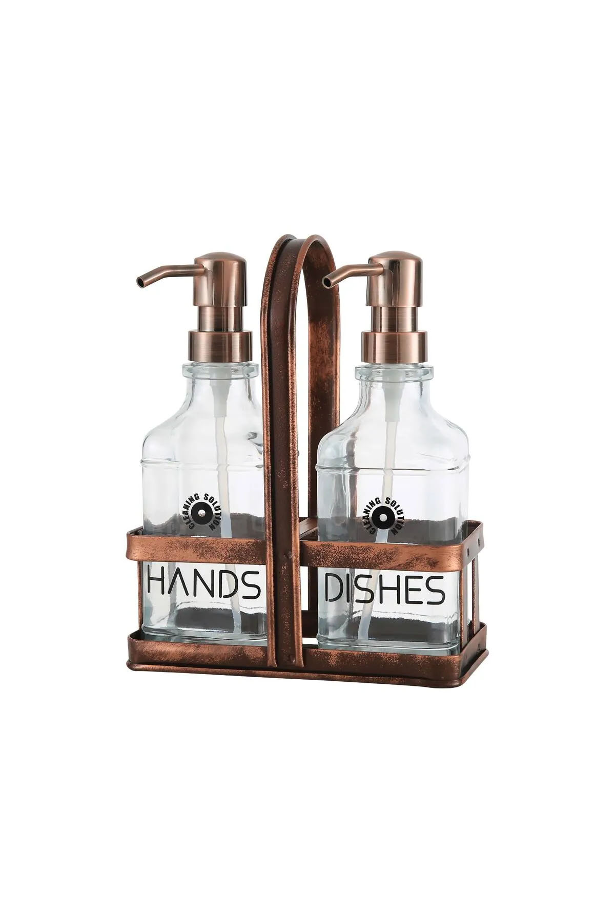 Perotti 18054 Rame Eskitme Metal Standlı Retro 2'li Kare Sıvı Sabunluk 500 ml 