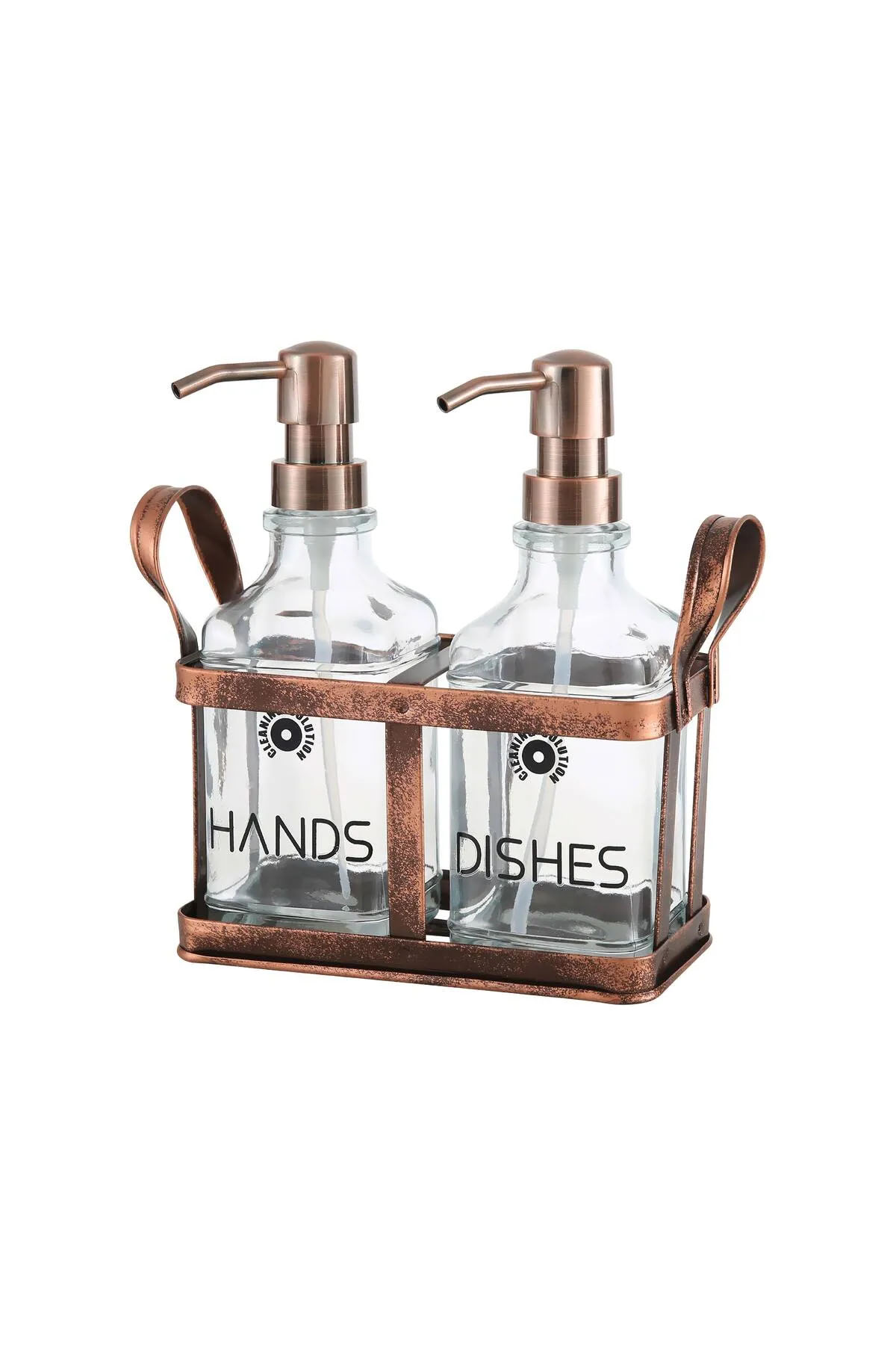 Perotti 18056 Rame Eskitme Metal Standlı Retro 2'li Sıvı Sabunluk 500 ml 