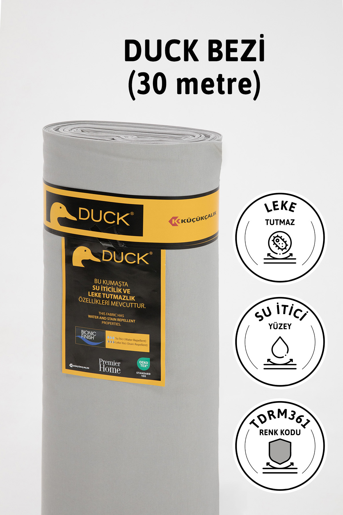 Premier Metrelik Duck Keten Kumaş Su İtici Bez 30 Metre TDRM361 - Gri