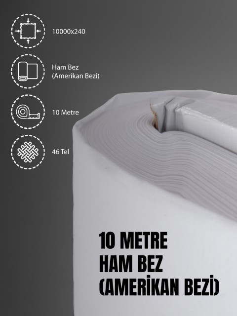 %100 Pamuk 46 Tel Amerikan Bezi Ham Bez Punch Kumaş - Beyaz 1000x240 cm