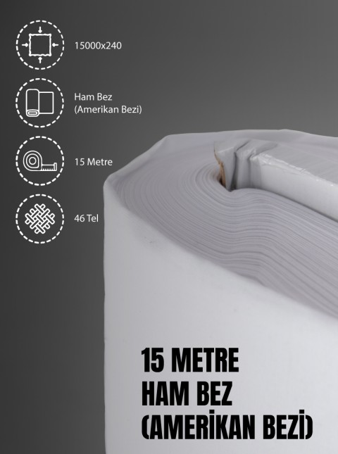 %100 Pamuk 46 Tel Amerikan Bezi Ham Bez Punch Kumaş - Beyaz 1500x240 cm