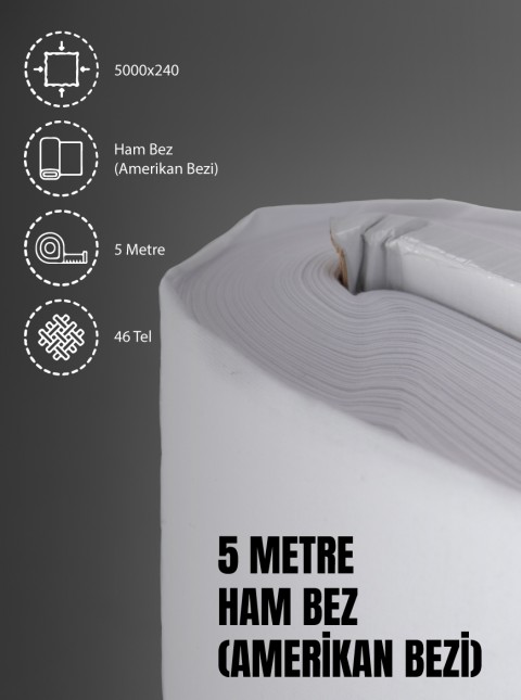 %100 Pamuk 46 Tel Amerikan Bezi Ham Bez Punch Kumaş - Beyaz 500x240 cm