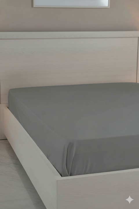 %100 Pamuk Ranforce Premium Çift Kişilik Çarşaf - Koyu Gri