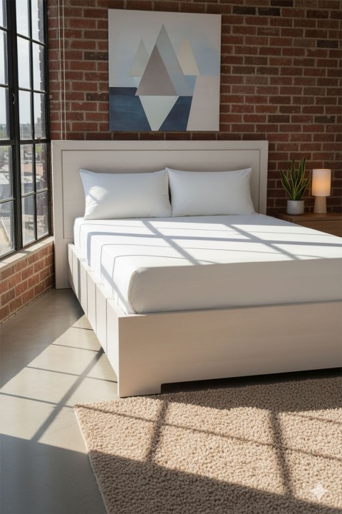 %100 Pamuk Ranforce Premium Çift Kişilik Çarşaf Seti - Beyaz