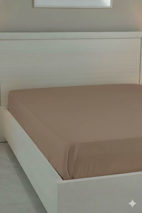 %100 Pamuk Ranforce Premium Çift Kişilik Lastikli Çarşaf - Mocha