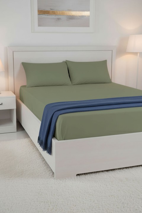 %100 Pamuk Ranforce Premium King Size Lastikli Çarşaf Seti - Yeşil