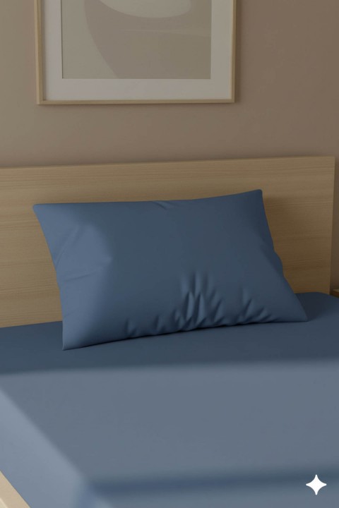 %100 Pamuk Ranforce Premium Tek Kişilik Çarşaf Seti - İndigo